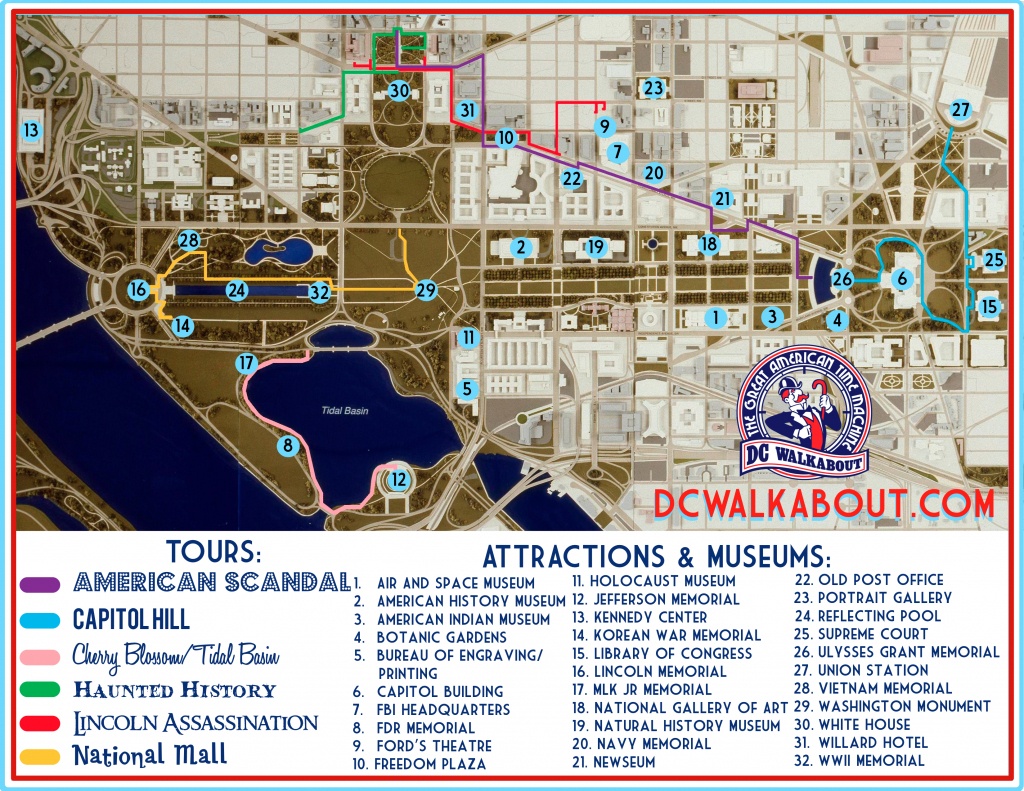 Washington Dc Tourist Map | Tours &amp;amp; Attractions | Dc Walkabout - Printable Map Of Dc Monuments