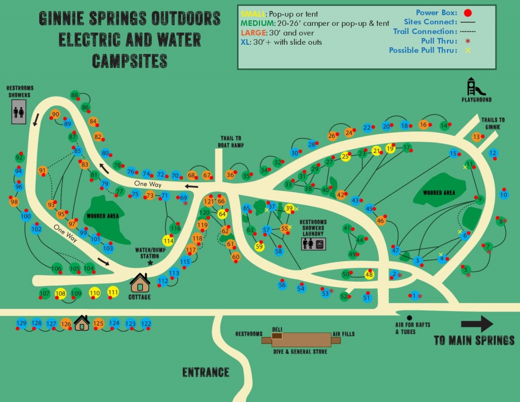 Water &amp;amp; Electric Sites | Ginnie Springs Outdoors | High Springs, Fl - Florida Tent Camping Map