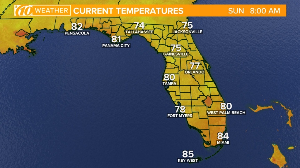 Weather Maps On 10News In Tampa Bay And Sarasota - Florida Weather Map Temperature