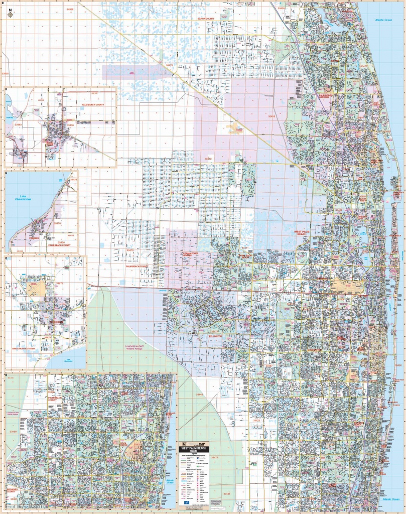 West Palm Beach &amp;amp; Palm Beach Co, Fl Wall Map – Kappa Map Group - Map Of West Palm Beach Florida Showing City Limits