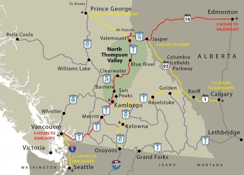 Western Canada Map - Barriere, Lower North Thompson Valley - Printable Map Of Western Canada