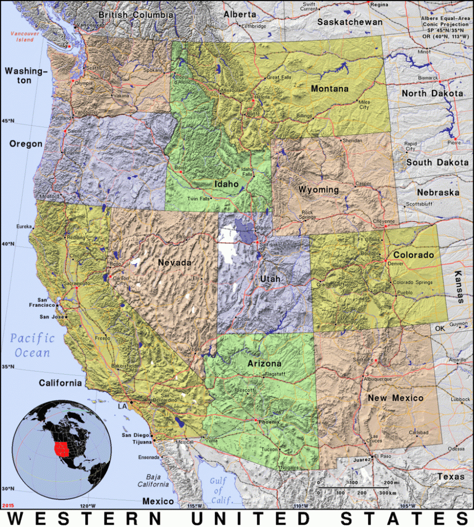Western United States · Public Domain Mapspat, The Free, Open - Printable Map Of Western Canada