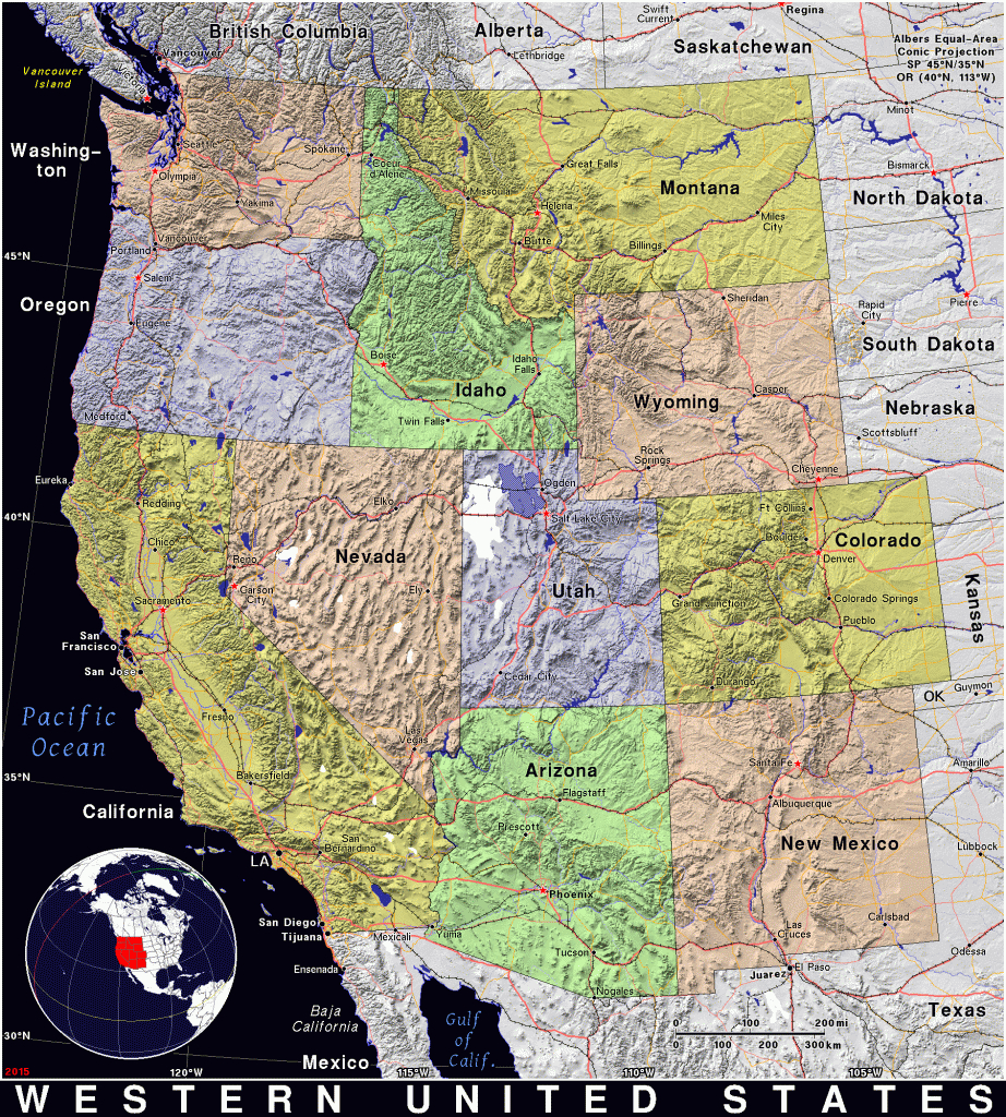 Western United States · Public Domain Mapspat, The Free, Open - Printable Road Map Of Western Us