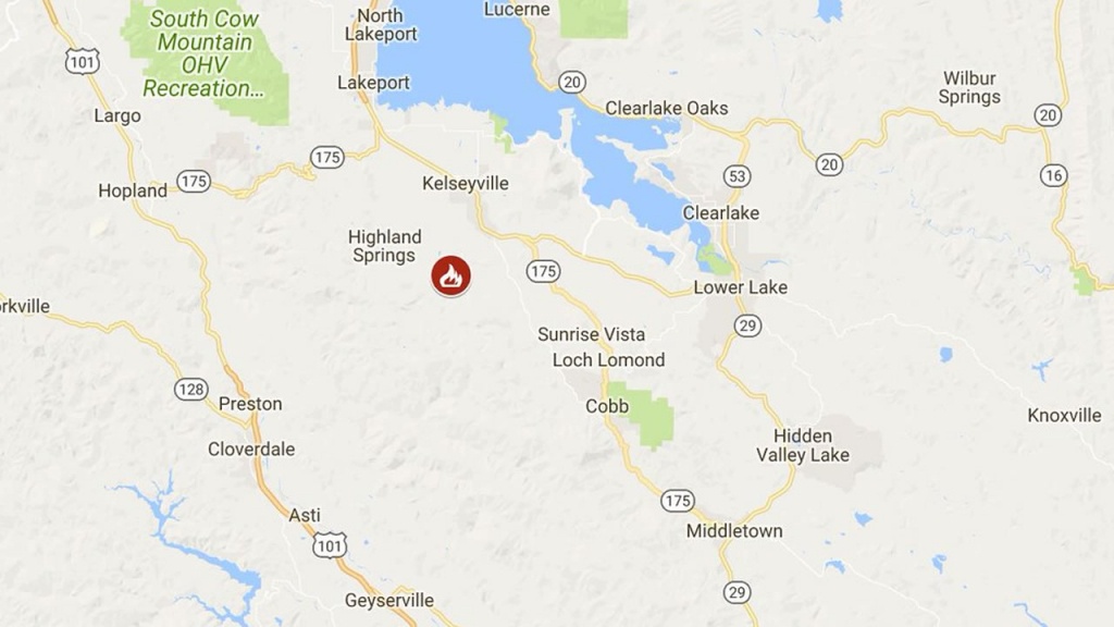 Wildfire Burning In Kelseyville Prompts Evacuations, Cal Fire - Redding California Fire Map