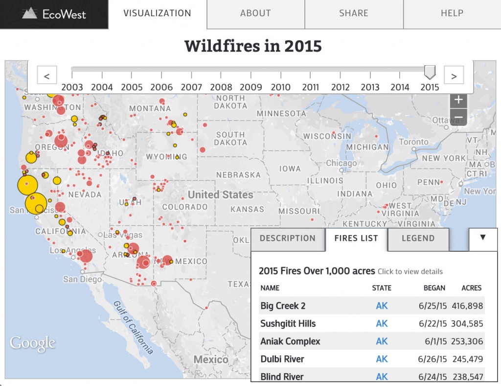 Wildfires In The United States | Data Visualizationecowest - Interactive Map Of California Fires