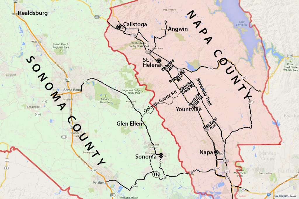 Wine Country Map: Sonoma And Napa Valley - Napa California Map