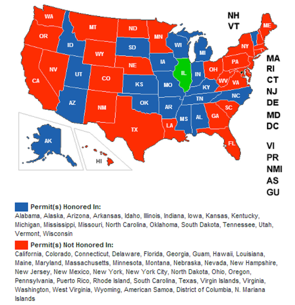 Wisconsin Now Recognizes The Illinois License To Carry — Illinois - Florida Concealed Carry Map