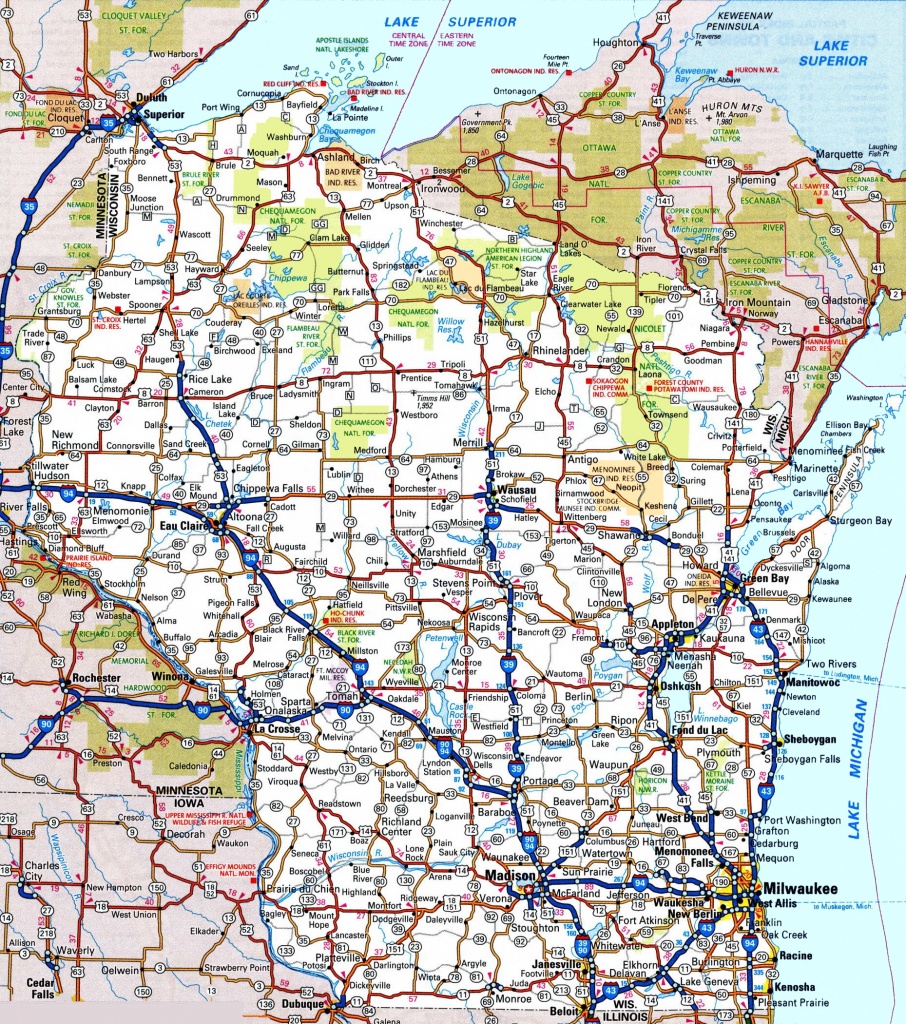 Wisconsin Road Map - Free Printable State Road Maps