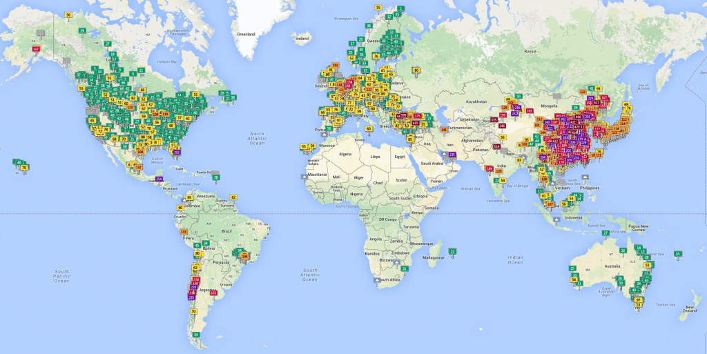 World Map Of Air Quality Index [Oc][1340X671] : Mapporn - Aqi Map California