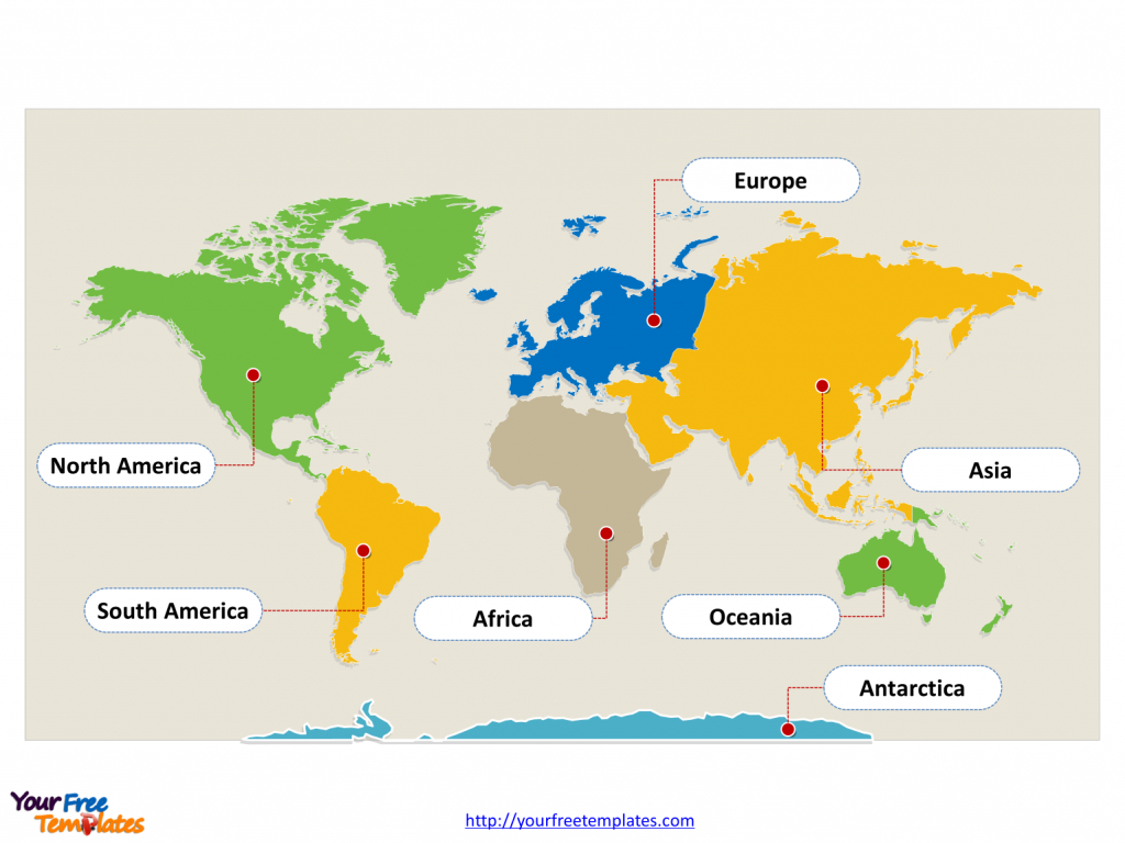 World Map With Continents - Free Powerpoint Templates - Printable Map Of Continents