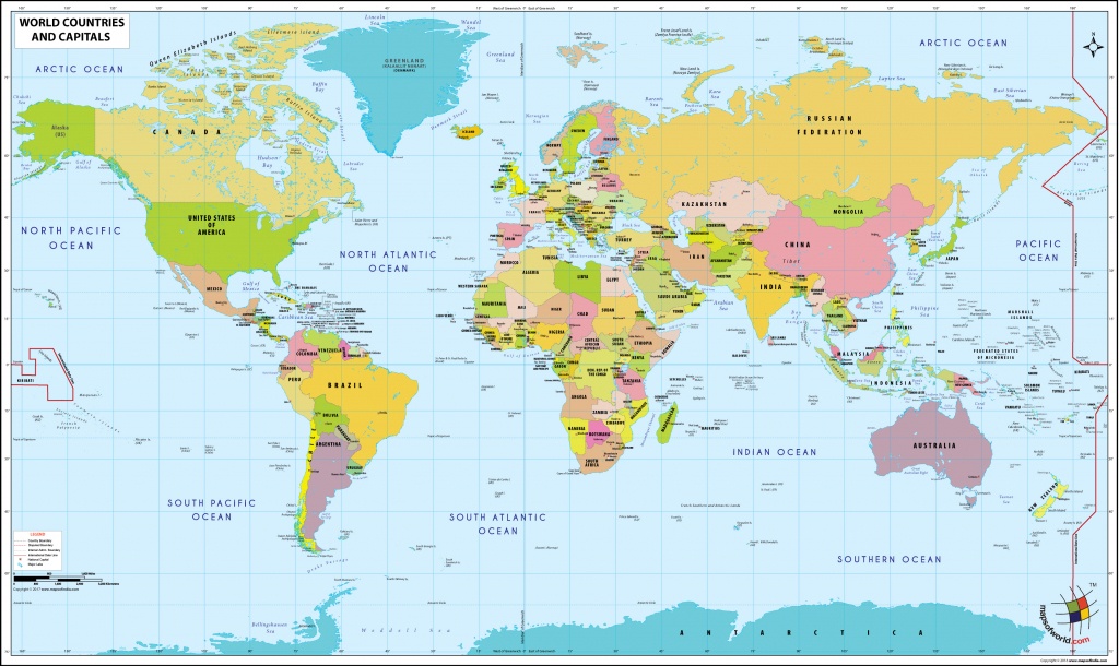 World Map With Countries And Capitals - Free Printable World Map With Country Names