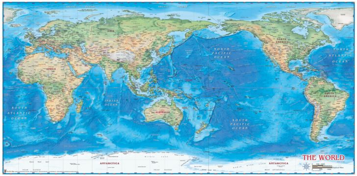 Printable World Map Pacific Centered