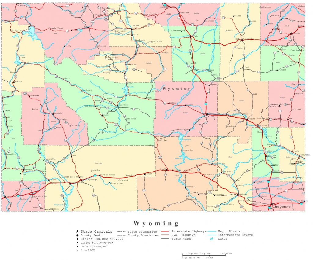 Wyoming Printable Map - Printable Road Map Of Wyoming