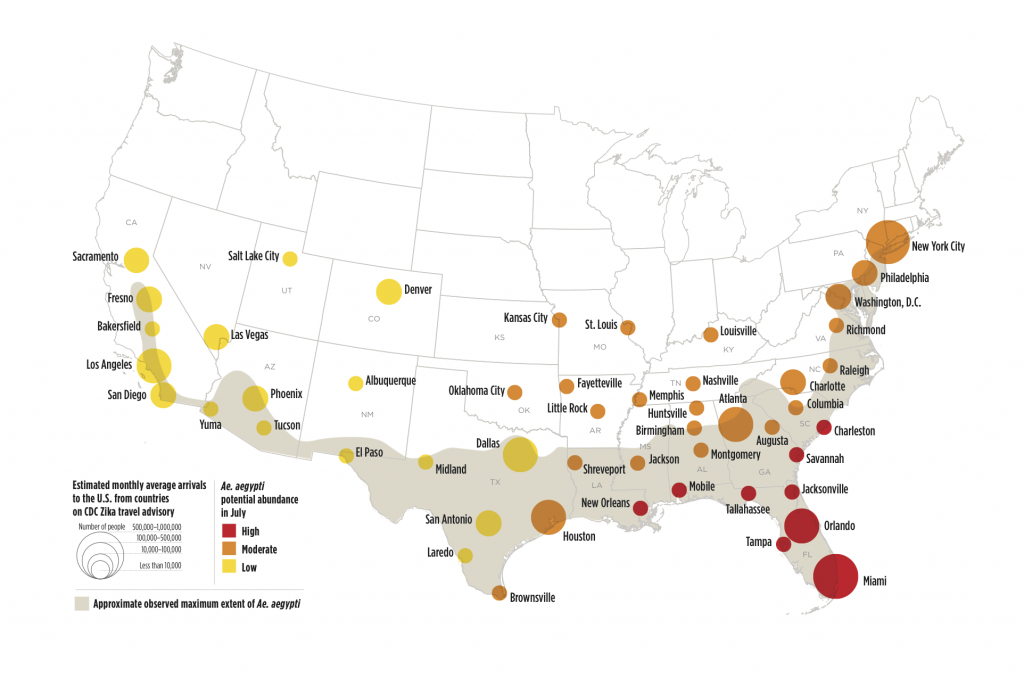 Zika Virus May Affect 50 U.s. Cities | Earth | Earthsky - Texas Zika Map
