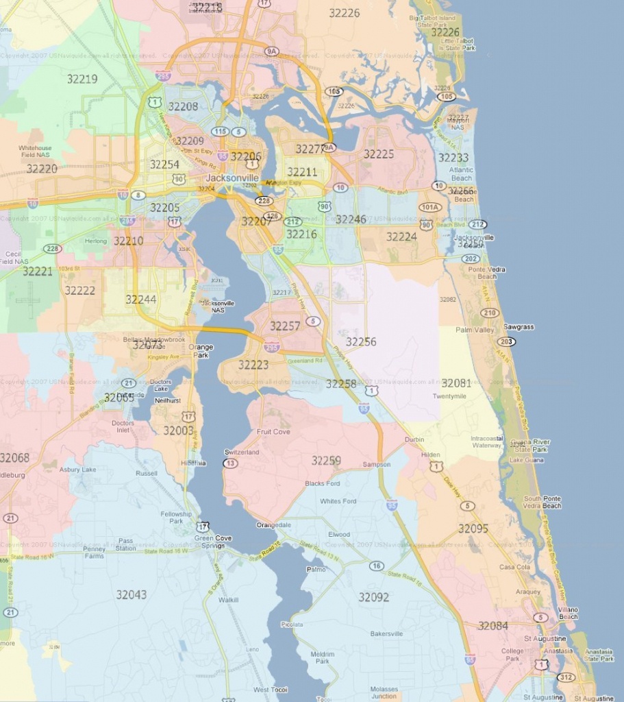 Zip Code Map Jacksonville Florida | Jacksonville Zip Codes - Central Florida Zip Code Map